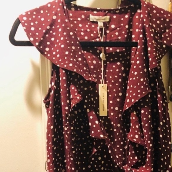 NWT Max Studio Ruffle Dot Wrap Dress Small S - Picture 3 of 6